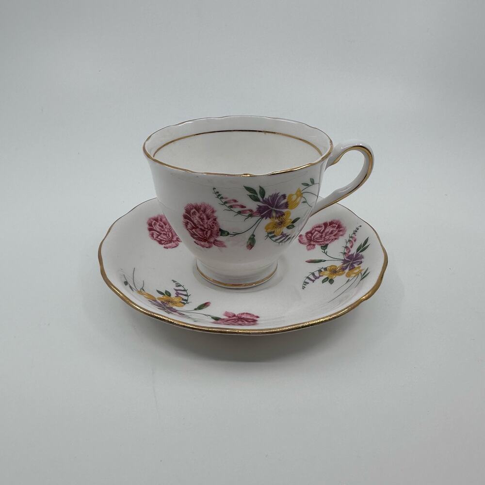 Colclough Bone China Hand Painted Floral Teacup & Saucer 2 Pieces Set Serveware